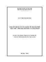 chuyển dịch cơ cấu kinh tế ở thành phố việt trì, phương hướng giải pháp chủ yếu giai đoạn 2013-2020