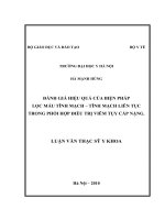 Đánh giá hiệu quả của biện pháp  lọc máu tĩnh mạch – tĩnh mạch liên tục trong phối hợp điều trị viêm tụy cấp nặng.