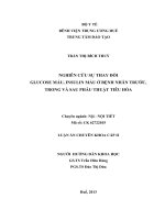 nghiên cứu sự thay đổi  glucose máu, insulin máu ở bệnh nhân trước, trong và sau phẫu thuật  tiêu hóa