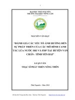 đánh giá các yếu tố ảnh hưởng đến sự phát triển của các mô hình canh tác lúa nước sri và fdp tại huyện văn chấn - tỉnh yên bái