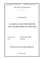 VAI TRÒ CỦA NHÀ NỨỚC ĐỐI VỚI TĂNG TRƯỞNG KINH TẾ Ở VIỆT NAM