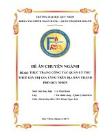 THỰC TRẠNG CÔNG TÁC QUẢN LÝ THU THUẾ GIÁ TRỊ GIA TĂNG TRÊN ĐỊA BÀN THÀNH PHỐ QUY NHƠN