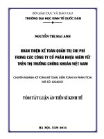 hoàn thiện kế toán quản trị chi phí trong các công ty cổ phần nhựa niêm yết trên thị trường chứng khoán việt nam