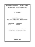 NGHIÊN CỨU GIẢI PHÁP BẢO MẬT TÍN HIỆU THOẠI THỜI GIAN THỰC