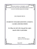 STUDENTS’ ENGLISH LISTENING ANXIETY CAUSES AND SOLUTIONS