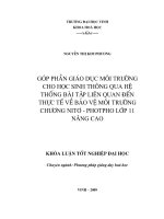 góp phần giáo dục môi trường cho học sinh thông qua hệ thống bài tập liên quan đến thực tế về bảo vệ môi trường_khóa luận tốt nghiệp đại học