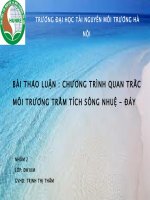 Chương Trình quan trắc trầm tích môi trường sông Nhuệ đáy