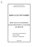 bệnh vàng da tăng bilirubin tự do ở trẻ sơ sinh và cách chăm sóc bệnh nhi