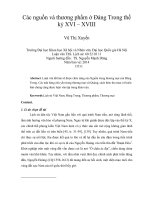 các nguồn và thương phẩm ở đàng trong thế kỷ xvi – xviii