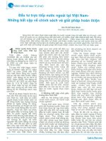 Đầu tư trực tiếp nước ngoài tại Việt Nam Những bất cập về chính sách và giải pháp toàn thiện