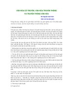 Khái niệm: Văn hóa cổ truyền, văn hóa truyền thống, và truyền thống văn hóa