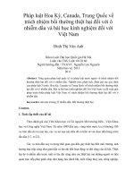 pháp luật hoa kỳ, canada, trung quốc về trách nhiệm bồi thường thiệt hại đối với ô nhiễm dầu và bài học kinh nghiệm đối với việt nam