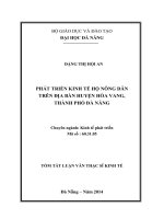 phát triển kinh tế hộ nông dân trên địa bàn huyện hòa vang, thành phố đà nẵng