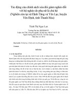 tác động của chính sách xóa đói giảm nghèo đối với hộ nghèo do phụ nữ là chủ hộ (nghiên cứu tại xã định tăng và yên lạc, huyện yên định, tỉnh thanh hóa)