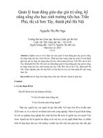 quản lý hoạt động giáo dục giá trị sống, kỹ năng sống cho học sinh trường tiểu học trần phú, thị xã sơn tây, thành phố hà nội