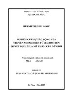 nghiên cứu sự tác động của truyền miệng điện tử (ewom) đến quyết định mua mỹ phẩm của nữ giới