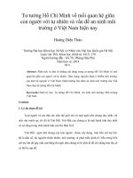 tư tưởng hồ chí minh về mối quan hệ giữa con người với tự nhiên và vấn đề an ninh môi trường ở việt nam hiện nay