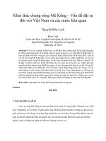 khai thác chung sông mê kông – vấn đề đặt ra đối với việt nam và các nước liên quan