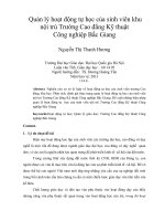 quản lý hoạt động tự học của sinh viên khu nội trú trường cao đẳng kỹ thuật công nghiệp bắc giang