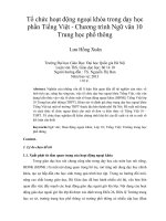 tổ chức hoạt động ngoại khóa trong dạy học phần tiếng việt - chương trình ngữ văn 10 trung học phổ thông