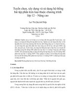 tuyển chọn, xây dựng và sử dụng hệ thống bài tập phần kim loại thuộc chương trình lớp 12 – nâng cao