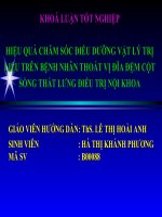 hiệu quả chăm sóc điều dưỡng, vật lý trị liệu trên bệnh nhân thoát vị đĩa đệm cột sống thắt lưng điều trị nội khoa tt