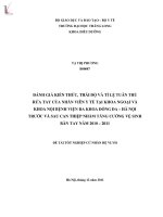 đánh giá kiến thức, thái độ và tỉ lệ tuân thủ rửa tay của nhân viên y tế tại khoa ngoại và khoa nội bệnh viện đa khoa đống đa - hà nội trước và sau can thiệp nhằm tăng cường vệ sinh bàn tay 2010 - 2011 text