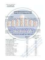 Tình hình kinh tế xã hội tháng 10 và 10 tháng năm 2014
