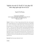 nghiên cứu một số vấn đề về việc phục hồi chức năng ngôn ngữ cho trẻ tự kỉ (tóm tắt)