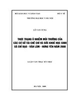 thực trạng ô nhiễm môi trường của các cơ sở tái chế chì và sức khoẻ học sinh xã chỉ đạo - văn lâm - hưng yên năm 2008