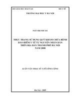 thực trạng sử dụng quỹ khám chữa bệnh bảo hiểm y tế tự nguyện nhân dân  trên địa bàn thành phố hà nội năm 2008