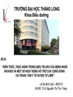 kiến thức thực hành trong điều trị arv của bệnh nhân hiv - aids và một số hoạt động hỗ trợ của cộng đồng tại trung tâm y tế huyện từ liêm