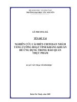 Nghiên cứu cải biến chitosan nhằm tăng cường hoạt tính kháng khuẩn để ứng dụng trong bảo quản thực phẩm - Lê Phương Hà.