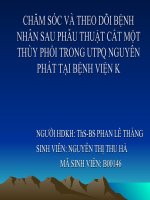 chăm sóc bệnh nhân sau phẫu thuật cắt một thùy phổi trong ung thư phế quản nguyên phát tại bệnh viện k