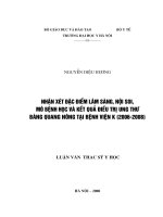 nhận xét đặc điểm lâm sàng, nội soi, mô bệnh học và kết quả điều trị ung thư  bàng quang nông tại bệnh viện k (2006-2008)