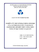 Nghiên cứu một số hoạt động sinh học của lactobacillus sp. Và bacillus subtilis để chế biế n thức uống chức năng từ đậu nành và gạo lức