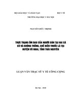 thực trạng ốm đau của người dân tại hai xã có và không trồng, chế biến thuốc lá tại huyện võ nhai, tỉnh thái nguyên