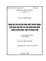 nhận xét giá trị của sinh thiết xuyên thành phế quản qua nội soi phế quản ống mềm trong chẩn đoán  một số bệnh phổi