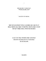 ĐỀ TÀI: Một số giải pháp nhằm nâng cao hiệu quả quản lý hoạt động dạy học ở các trường THCS huyện Triệu Sơn