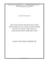 Một số giải pháp đẩy mạnh chuyển dịch cơ cấu kinh tế nông nghiệp huyện Cần Giuộc, tỉnh Long An theo hướng phát triển bền vững