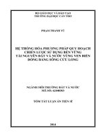 hệ thống hóa phương pháp quy hoạch chiến lược sử dụng bền vững tài nguyên đất và nước vùng ven biển đồng bằng sông cửu long