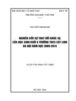 Nghiên cứu sự thay đổi khúc xạ của học sinh khối 6 Trường PTCS Cát Linh- Hà Nội năm học 2009-2010