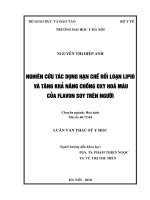 Nghiên cứu tác dụng hạn chế rối loạn lipid  và tăng khả năng chống oxy hoá máu của Flavon Soy trên người