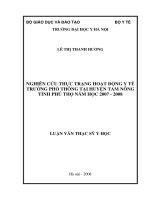 Nghiên cứu thực trạng hoạt động y tế trường phổ thông tại huyện Tam Nông tỉnh Phú Thọ năm học 2007 - 2008
