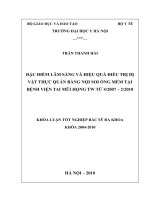 đặc điểm lâm sàng và hiệu quả điều trị dị vật thực quản bằng nội soi ống mềm tại bệnh viện tai mũi họng trung ương