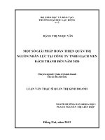 Luận văn thạc sĩ kinh tế Một số giải pháp hoàn thiện quản trị nguồn nhân lực tại công ty TNHH gạch men bách thành đến năm 2020