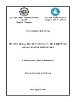 mô hình dự báo thu hút vốn đầu tư trực tiếp nước ngoài tại tỉnh thái nguyên