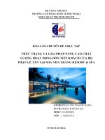 thực trạng hoạt động đón tiếp và giải pháp nâng cao chất lượng dịch vụ tại bộ phẫn lễ tân mia resort & spa