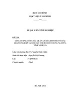 TĂNG CƯỜNG CÔNG TÁC QUẢN LÝ HÓA ĐƠN ĐỐI VỚI CÁC DOANH NGHIỆP TẠI CHI CỤC THUẾ HUYỆN HƯNG NGUYÊN, TỈNH NGHỆ AN