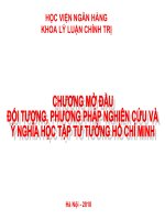 ĐỐI TƯỢNG, PHƯƠNG PHÁP NGHIÊN CỨU VÀ Ý GHĨA HỌC TẬP TƯ TƯỞNG HỒ CHÍ MÌNH